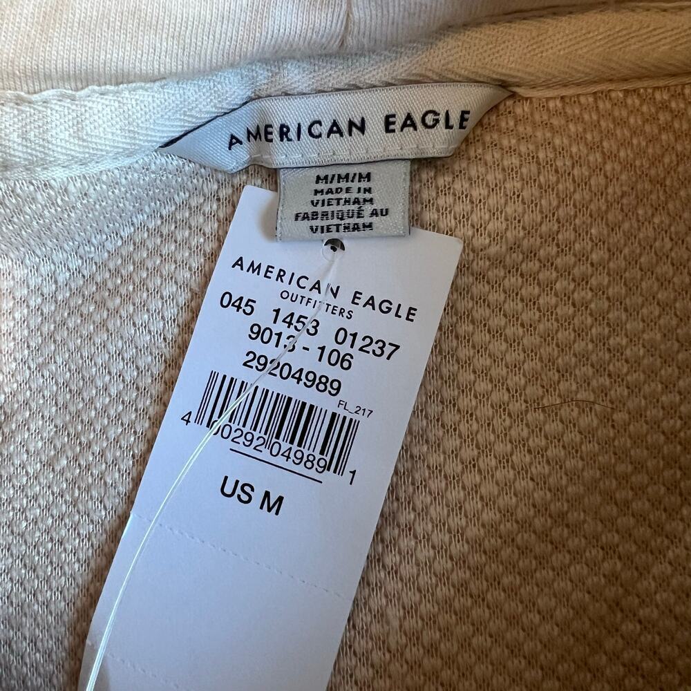 American Eagle Sherpa Fleece Hoodie Pullover in Beige Women's Medium - Picture 6 of 9